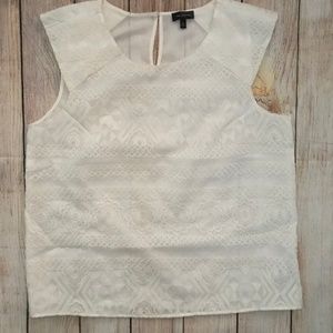 The Limited Sleeveless White Embroidery Lined Top